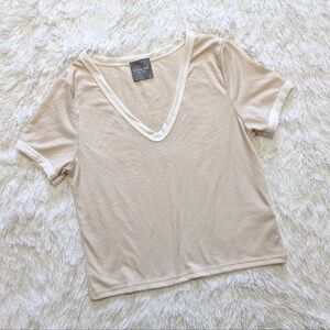Olivia Rae Pastel Pink Ribbed Crop Tee Size XS